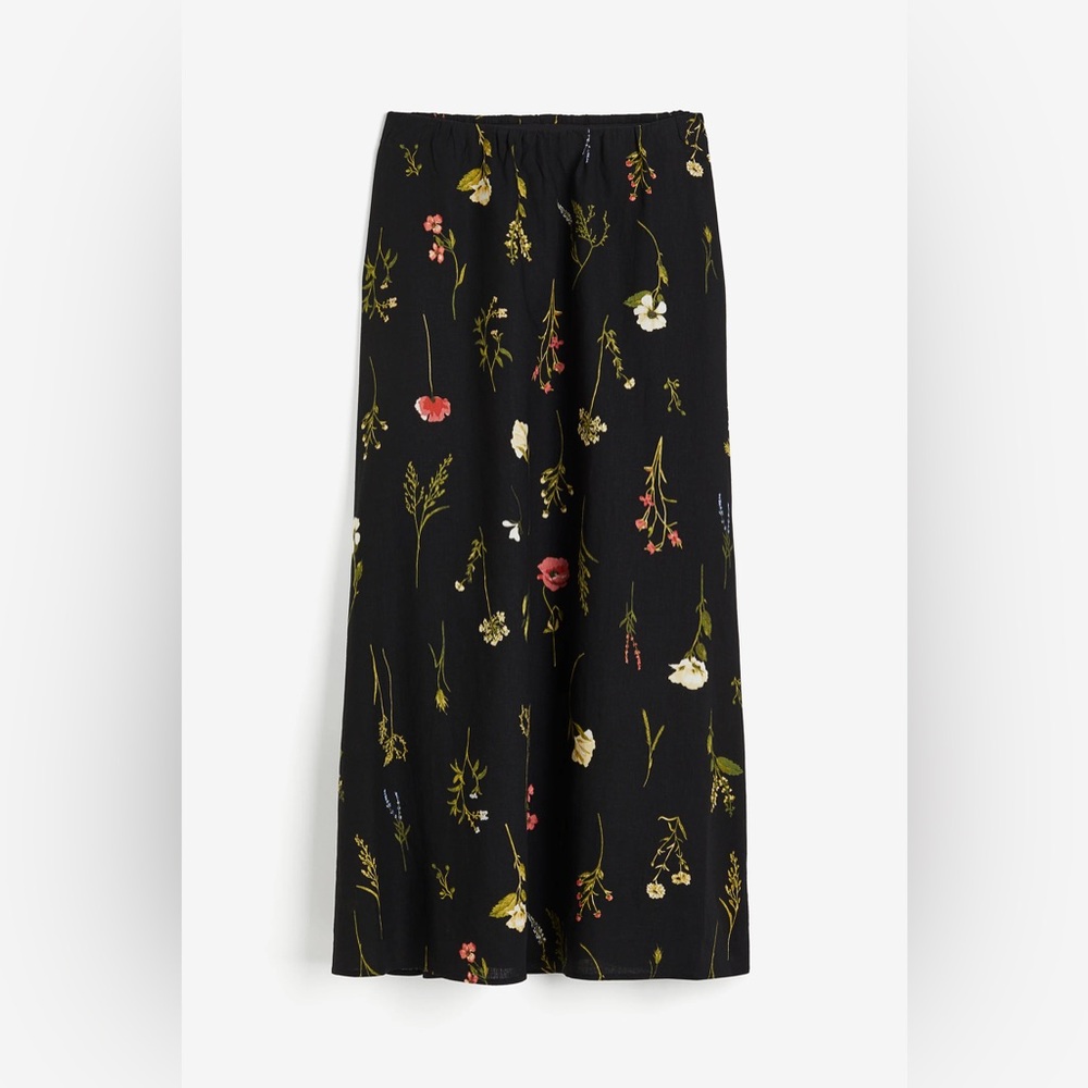 H&M Floral Black Maxi Skirt